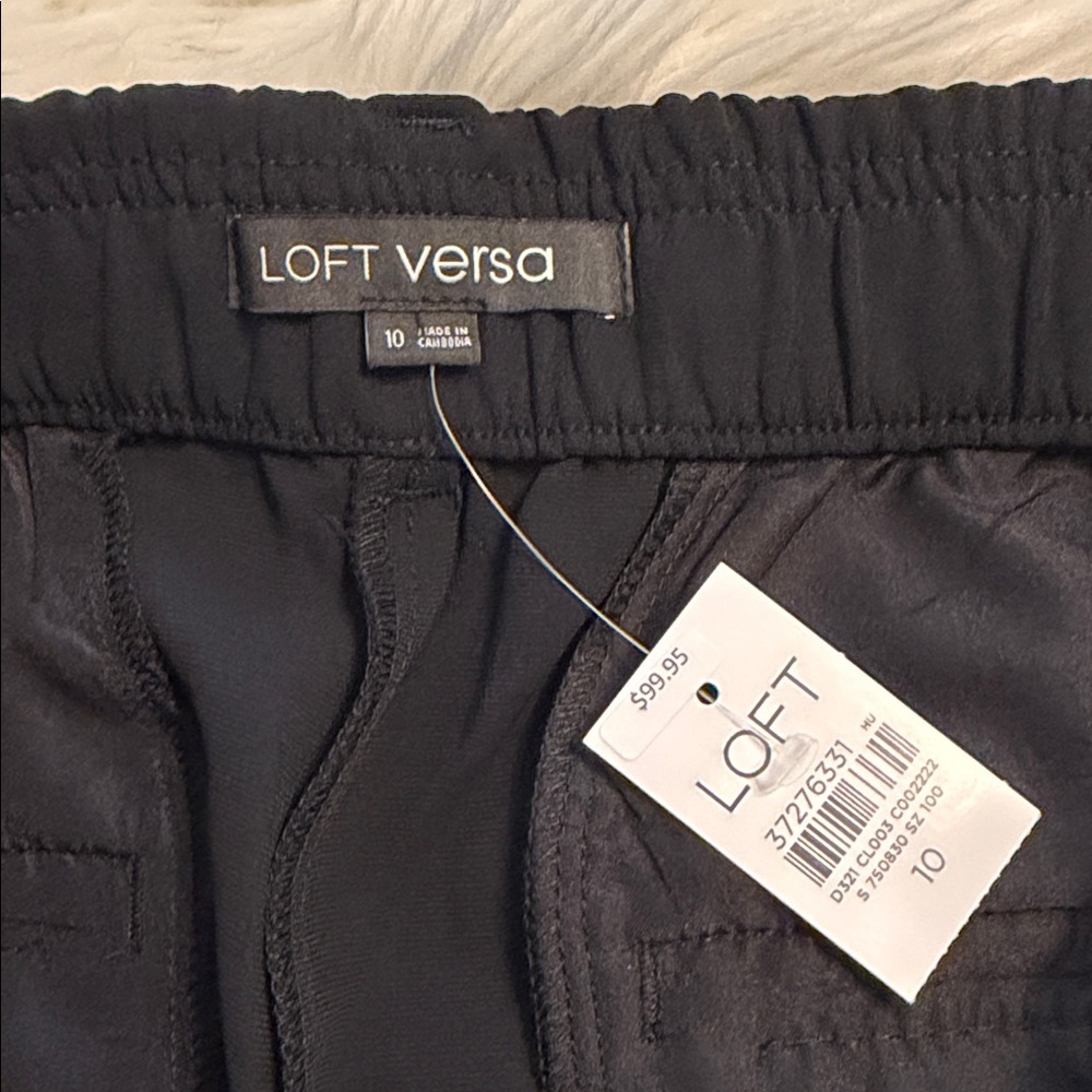 LOFT Women's Black Wide-Leg Skirt Pants size 10 inseam 29” waist 30”elastic back - Picture 5 of 12